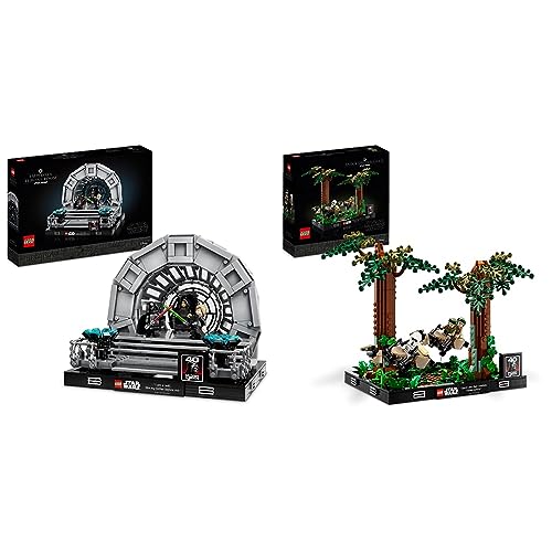 LEGO 75352 Star Wars Thronsaal des Imperators – Diorama, Rückkehr der Jedi-Ritter 40. Jubiläums Set & 75353 Star Wars Verfolgungsjagd auf Endor – Diorama Set von Star Wars