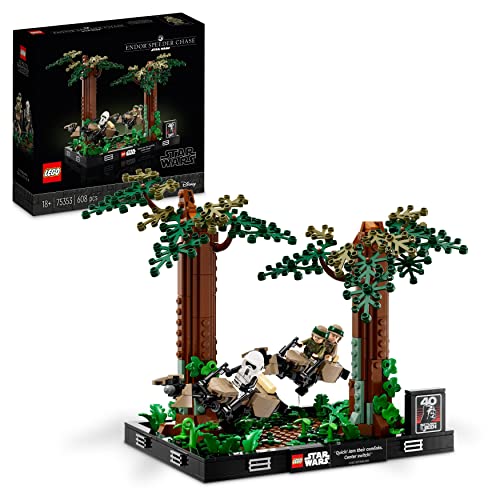 LEGO Star Wars Verfolgungsjagd auf Endor – Diorama Set, Rückkehr der Jedi-Ritter mit Luke Skywalker, Prinzessin Leia & Scout Trooper und Speeder Bikes, 40-jähriges Jubiläum 75353 von LEGO