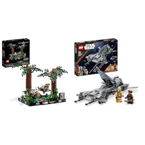 LEGO 75353 Star Wars Verfolgungsjagd auf Endor – Diorama Set, Rückkehr der Jedi-Ritter mit Luke Skywalker & 75346 Star Wars Snubfighter der Piraten Set von LEGO