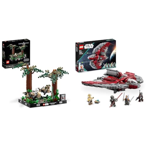 LEGO 75353 Star Wars Verfolgungsjagd auf Endor – Diorama Set & 75362 Star Wars Ahsoka Tanos T-6 Jedi Shuttle Set, baubares Raumschiff-Spielzeug von LEGO