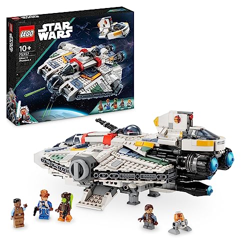 LEGO Star Wars Ghost & Phantom II Set mit 2 aus Bausteinen gebauten Ahsoka-Fahrzeugen, baubares Raumschiff-Spielzeug mit 5 Charakteren, darunter Jacen Syndulla und Einer Chopper-Droidenfigur 75357 von LEGO