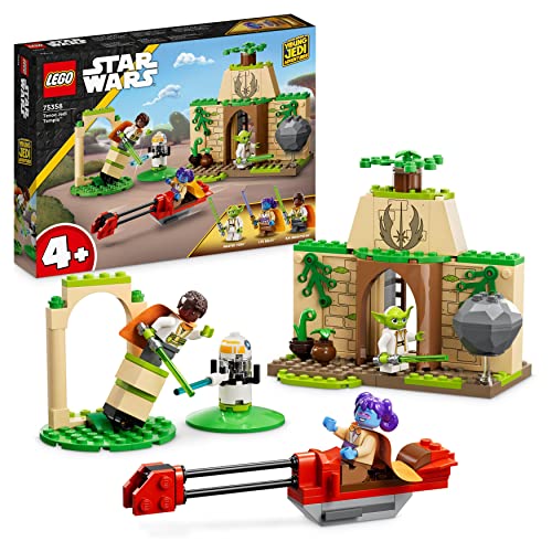 LEGO Star Wars Tenoo Jedi Temple, Spiel Set für Anfänger mit Minifiguren LYS Solay, Kai Brightstar, Meister Yoda, inklusive Speeder Bike und Lichtschwertern für Kinder ab 4 Jahren 75358 von LEGO
