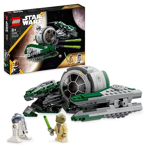 LEGO Star Wars Yodas Jedi Starfighter Bauspielzeug, Clone Wars Fahrzeug-Set mit Meister Yoda Minifigur, Lichtschwert und Droide R2-D2 Figur 75360 von LEGO