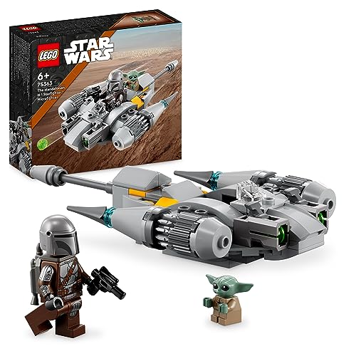 LEGO Star Wars N-1 Starfighter des Mandalorianers – Microfighter Mikro-Bauspielzeug, Das Buch von Boba Fett-Fahrzeug mit Baby Yoda-Figur Grogu, Geschenk für Kinder, Jungen, Mädchen ab 6 Jahren 75363 von LEGO