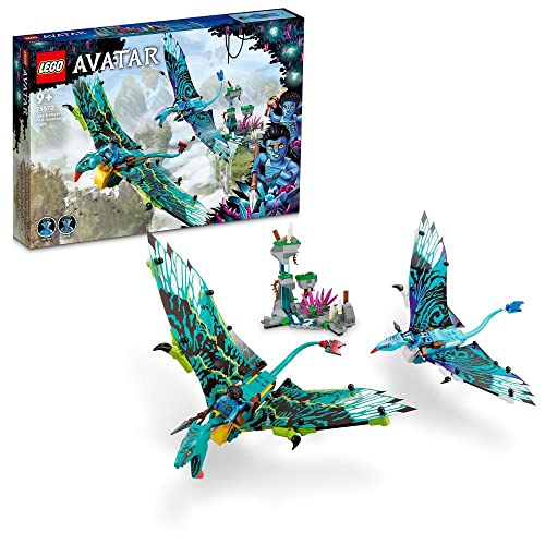 LEGO Avatar Jake und Neytiris erster Flug auf einem Banshee, Pandora Film Set mit Banshees, Minifiguren und im Dunkeln leuchtenden Elementen 75572 von LEGO