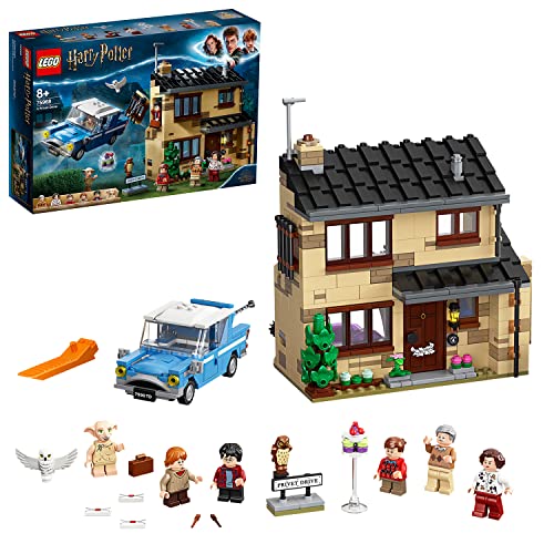 LEGO 75968 Harry Potter Ligusterweg 4, Spielzeug-Haus mit Ford Anglia sowie Minifiguren von Dobby und Familie Dursley von LEGO
