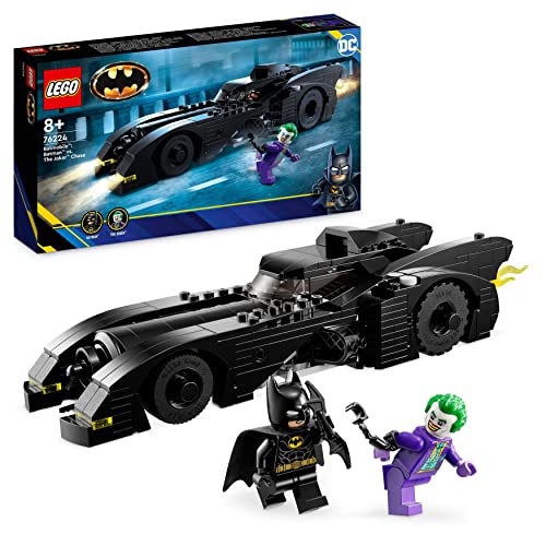 LEGO DC Batmobile: Batman verfolgt den Joker Set, Batmobil-Spielzeugauto von 1989 mit 2 Minifiguren, Automodell des Dark Knight mit Batarang, Superhelden-Geschenk für Kinder, Jungen und Mädchen 76224 von LEGO