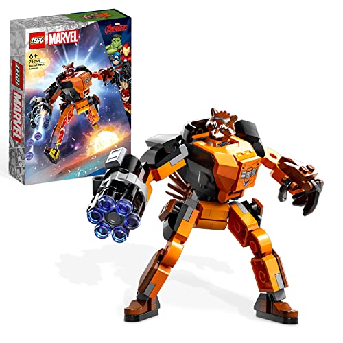 LEGO Marvel Rocket Mech, Spielzeug-Action-Figur des Waschbär Avengers aus Guardians of The Galaxy mit Sammelfiguren für Kinder ab 6 Jahren 76243 von LEGO