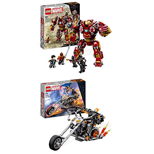 LEGO 76247 Marvel Hulkbuster: Der Kampf von Wakanda, Avengers Infinty War Spielzeug mit Bruce Banner Minifigur, 8 Jahren & 76245 Marvel Ghost Rider mit Mech & Bike,ab 7 Jahren von LEGO