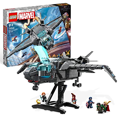 LEGO Marvel Der Quinjet der Avengers, Spielzeug Superhelden-Raumschiff mit Thor, Iron Man, Black Widow, Loki und Captain America Minifiguren 76248 von LEGO
