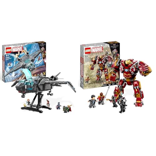LEGO 76248 Marvel Der Quinjet der Avengers, Spielzeug Superhelden-Raumschiff mit Thor, Iron Man, Black Widow & 76247 Marvel Hulkbuster: Der Kampf von Wakanda, ab 8 Jahren von LEGO