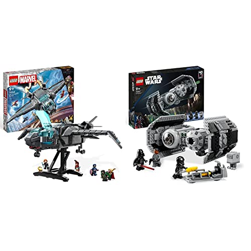 LEGO 76248 Marvel Der Quinjet der Avengers, Spielzeug Superhelden-Raumschiff mit Thor & 75347 Star Wars TIE Bombe Modellbausatz mit Darth Vader Minifigur mit Lichtschwert und Gonk-Droide von LEGO