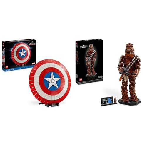 LEGO 76262 Marvel Captain Americas Schild Set & 75371 Star Wars Chewbacca, Wookie-Figur mit Bogenspanner von LEGO