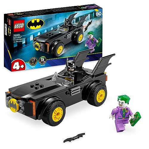 LEGO DC Verfolgungsjagd im Batmobile: Batman vs. Joker Spielzeugauto-Set, Superhelden-Starterset mit 2 Minifiguren, Spielzeug für Vorschulkinder, Jungen, Mädchen ab 4 Jahren, schnell aufgebaut 76264 von LEGO