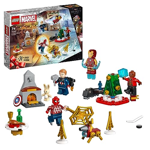 LEGO 76267 Marvel Avengers Adventskalender 2023, Weihnachtskalender mit 24 Geschenken inkl. Captain America, Spider-Man, Iron Man und weiteren Superhelden-Minifiguren, Weihnachts- und Advents-Geschenk von LEGO