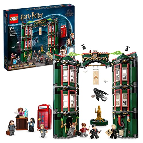 LEGO 76403 Harry Potter Zaubereiministerium, Modulares Set zum Bauen mit Umwandlungsmechanismus und 9 Minifiguren inkl. Harry, Ron und Hermine als Erwachsene und Dementor, Geschenk für Sammler von LEGO