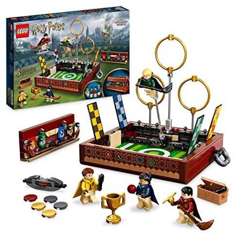 LEGO 76416 Harry Potter Quidditch Koffer, Spielzeug Set zum Bauen, Solo- oder 2-Spieler, 3 Verschiedene Quidditch-Spiele mit Draco Malfoy und Cedric Diggory Minifiguren, Hausbanner & Goldenem Schnatz von LEGO