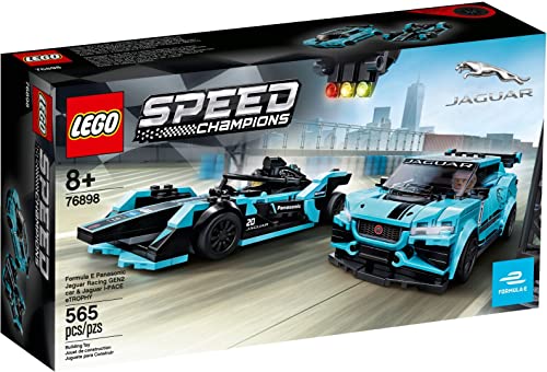 LEGO 76898 Speed Champions Formula E Panasonic Jaguar Racing GEN2 car & Jaguar I-PACE eTROPHY, Rennwagen-Set von LEGO