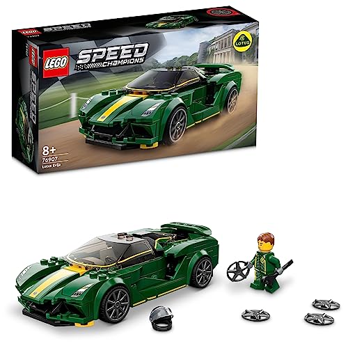 LEGO Speed Champions Lotus Evija, Bausatz für Modellauto, Auto-Spielzeug mit Cockpit für 2 Figuren, Rennauto als Geschenk für Jungen und Mädchen, 2022 Kollektion 76907 von LEGO