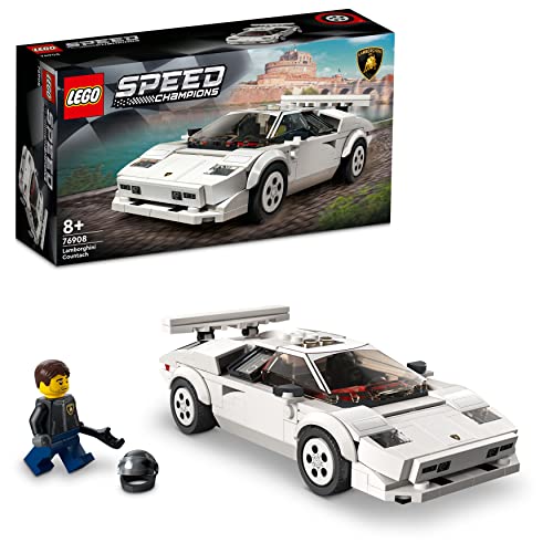 LEGO Speed Champions Lamborghini Countach Bausatz für Modellauto, Auto-Spielzeug mit Cockpit für 2 Figuren, Rennauto als Geschenk für Kinder, Jungen und Mädchen ab 8 Jahre, 2022 Kollektion 76908 von LEGO