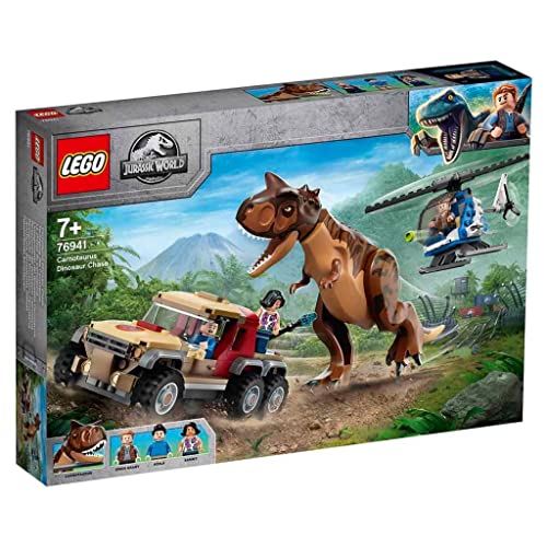 LEGO 76941 Jurassic World Verfolgung des Carnotaurus, Dino Spielzeug mit Helikopter und Pickup für Jungen und Mädchen ab 7 Jahren, Dinosaurier Geschenkidee von LEGO