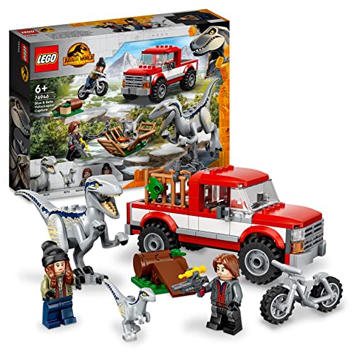 LEGO Jurassic World Blue & Beta in der Velociraptor-Falle, Spielzeugauto mit Dinosaurier Figuren, Geschenk für Kinder ab 6 Jahren 76946 von LEGO