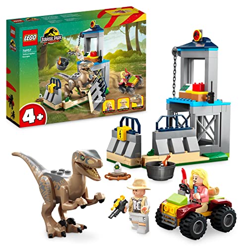 LEGO 76957 Jurassic Park Flucht des Velociraptors, Dinosaurierspielzeug und Buggy-Auto zum Sammeln für Kinder ab 5 Jahren von LEGO