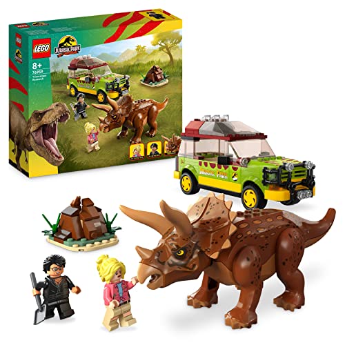 LEGO Jurassic Park Triceratops-Forschung, Dinosaurier Spielzeug mit Figur und Auto zum Sammeln zum 30. Jubiläum 76959 von LEGO