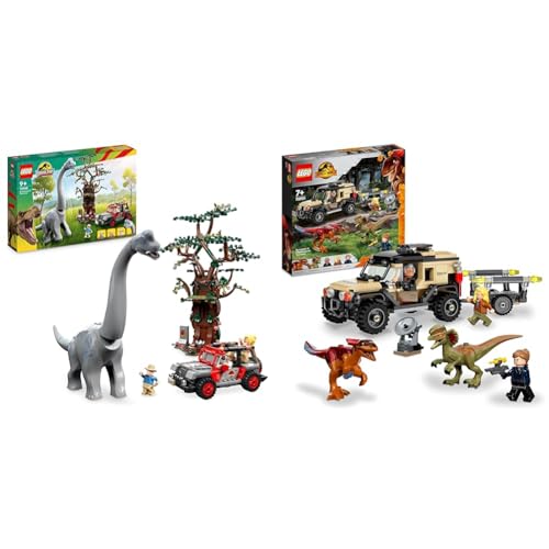 LEGO 76960 Jurassic Park Entdeckung des Brachiosaurus, Dinosaurier Spielzeug & 76951 Jurassic World Pyroraptor & Dilophosaurus Transport von LEGO