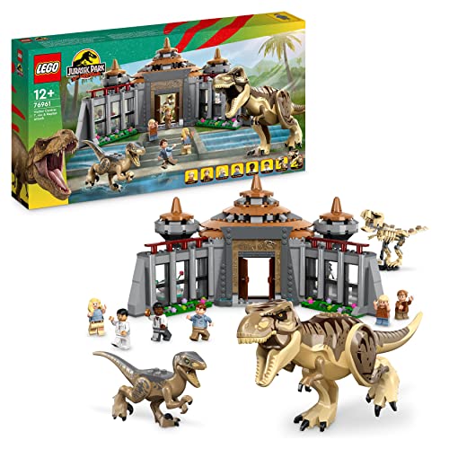 LEGO Jurassic Park Angriff des T. rex und des Raptors aufs Besucherzentrum, Dinosaurier Spielzeug für Kinder ab 12 Jahren 76961 von LEGO