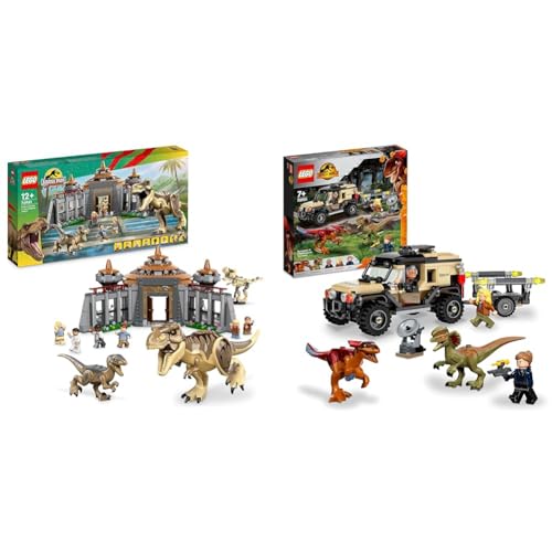 LEGO 76961 Jurassic Park Angriff des T. rex und des Raptors aufs Besucherzentrum & 76951 Jurassic World Pyroraptor & Dilophosaurus Transport von LEGO
