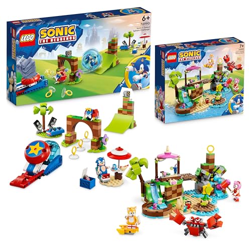 LEGO Sonic The Hedgehog Abenteuer-Bundle: Sonics Kugel-Challenge (76990) und Amys Tierrettungsinsel (76992) Spielzeug für Jungen und Mädchen ab 7 Jahren, mit Figuren und Spielzeugtieren von LEGO