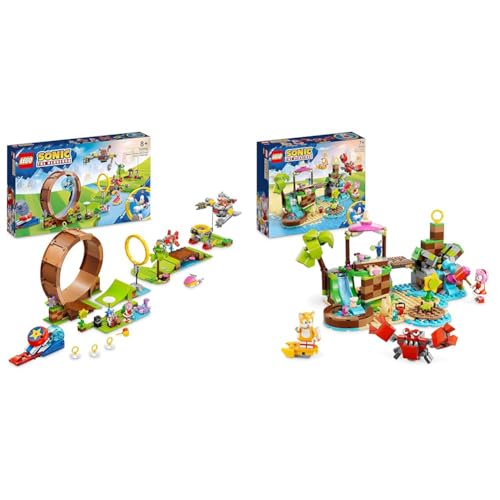 LEGO 76994 Sonic The Hedgehog Sonics Looping-Challenge in der Green Hill Zone & 76992 Sonic The Hedgehog Amys Tierrettungsinsel Spielzeug-Set von LEGO