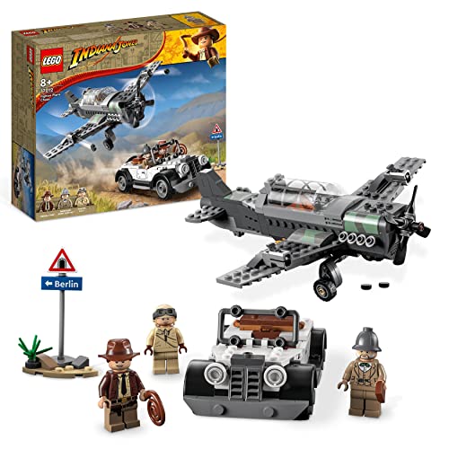 LEGO Indiana Jones Flucht vor dem Jagdflugzeug Action-Set mit baubarem Flugzeug-Modell und Oldtimer-Spielzeug-Auto, Plus 3 Minifiguren, Der letzte Kreuzzug Film 77012 von LEGO