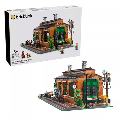LEGO 910033 Old Train Engine Shed Bauset - 2331 Teile - Detaillierte Werkstatt mit 6 Minifiguren, funktionierendem Laufkran und realistischer Eisenbahnwartungsszene von LEGO