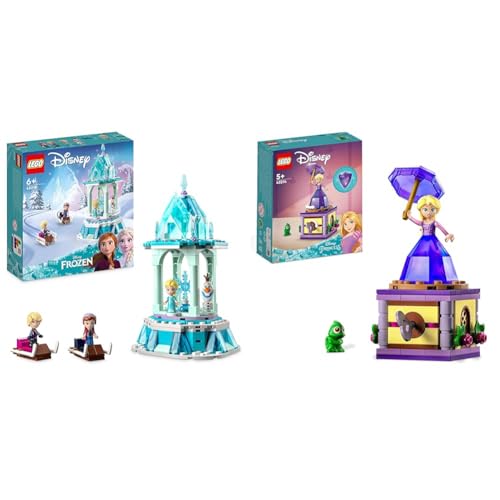 LEGO Annas und Elsas magisches Karussell Disney & 43214 Disney Princess Rapunzel-Spieluhr, Prinzessinnen Spielzeug Zum Bauen Mit Rapunzel Mini-Puppe, Diamantkleid Und Chamäleon Pascal Für Kinder von LEGO