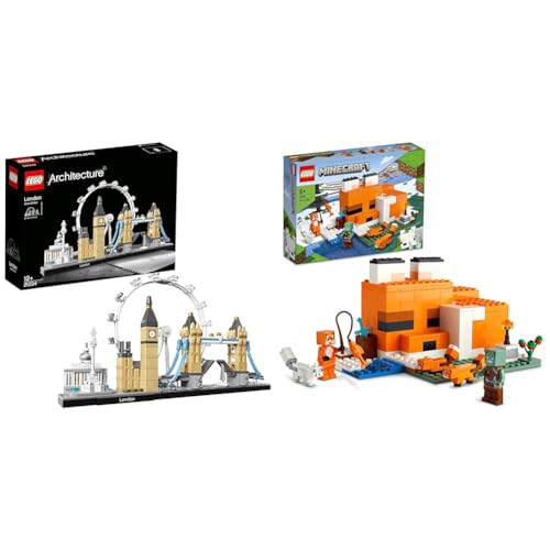 LEGO Architecture London Set & 21178 Minecraft Die Fuchs-Lodge, Spielzeug für Jungen und Mädchen ab 8 Jahren mit Figuren von ertrunkenem Zombie und Tieren, Kinderspielzeug LEGO Architecture London Set & 21178 Minecraft Die Fuchs-Lodge, Spielzeug für Jungen und Mädchen ab 8 Jahren mit Figuren von ertrunkenem Zombie und Tieren, Kinderspielzeug von LEGO