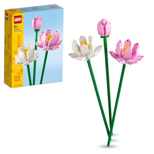 LEGO Creator Lotusblumen, Blumenstrauß-Set mit 3 künstliche Blumen, Schlafzimmer- oder Schreibtisch-Deko, Jugendliche Mädchen und Jungen, Sie und Ihn 40647 von LEGO