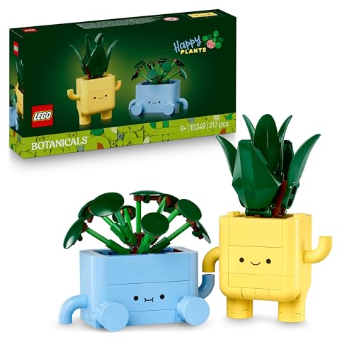 LEGO Botanicals Fröhliche Pflanzen - Bastelset für Kinder mit 2 Kunstblumen und 2 farbigen Blumentöpfen mit Cartoon-Gesichtern - Geschenkidee für Mädchen ab 9 Jahren - 10349 von LEGO