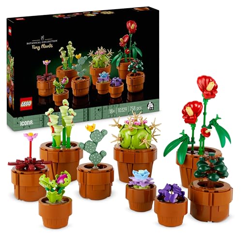 LEGO 10329 Icons Mini Pflanzen, 9 künstliche Blumen zum Bauen, Botanical Collection Sammel-Set für Erwachsene mit baubarem Terrakotta-Topf, Wohndeko, Geschenk für Frauen und Männer von LEGO