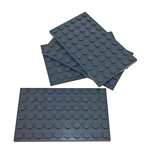 LEGO Bricks 3033 City Platten in Dunkelgrau (6 x 10 Zapfen, 4 Stück) und rosa Teller von LEGO