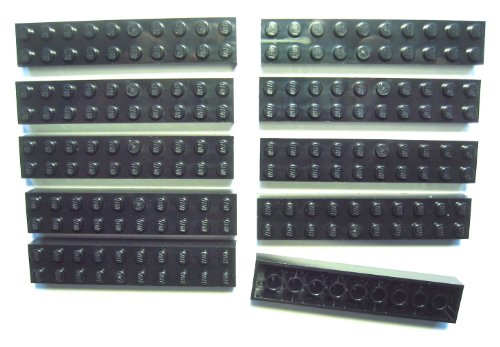 LEGO CITY - 10 SELTENE Steine mit 2x10 Noppen in schwarz - Bausteine von LEGO