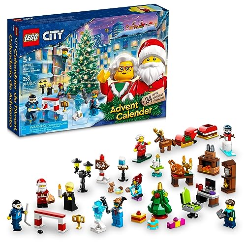 LEGO City 2023 Adventskalender 60381 Weihnachtsfeiertags-Countdown-Spielset, Geschenkidee zum Countdown bis Abenteuer mit täglichen Sammelüberraschungen, Mehrfarbig LEGO City 2023 Adventskalender 60381 Weihnachtsfeiertags-Countdown-Spielset, Geschenkidee zum Countdown bis Abenteuer mit täglichen Sammelüberraschungen, Mehrfarbig von LEGO