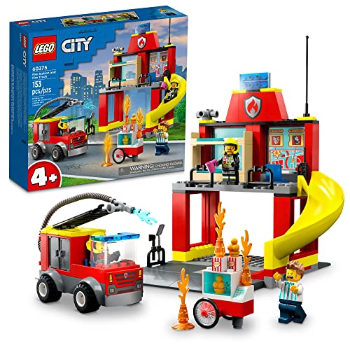 LEGO City Fire Station and Fire Engine 60375, Pretend Play Fire Station with Firefighter Minifigures, Educational Vehicle Toys for Kids Boys Girls Age 4+ von LEGO