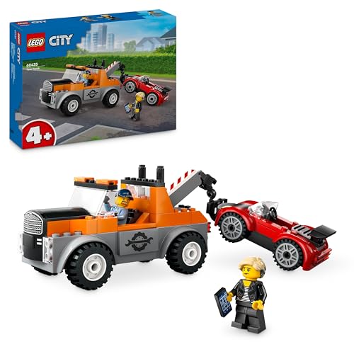 LEGO City Abschleppwagen mit Sportauto, Spielzeug-Auto für Jungen und Mädchen ab 4 Jahren, Geburtstagsgeschenk für Kinder, LKW-Spielzeug mit 2 Minifiguren und Zubehör wie einem Cochlea-Implantat 60435 LEGO City Abschleppwagen mit Sportauto, Spielzeug-Auto für Jungen und Mädchen ab 4 Jahren, Geburtstagsgeschenk für Kinder, LKW-Spielzeug mit 2 Minifiguren und Zubehör wie einem Cochlea-Implantat 60435 von LEGO