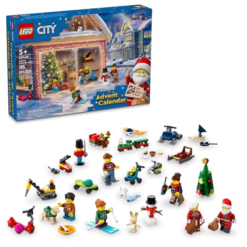 LEGO City Adventskalender 2024, Urlaub Countdown Geschenk ab 5 Jahren, 24 Überraschungen für Kinder, lustige Miniatur-Weihnachtsfiguren mit festlichen Pullovern, Weihnachtsmann und Mrs. Claus LEGO City Adventskalender 2024, Urlaub Countdown Geschenk ab 5 Jahren, 24 Überraschungen für Kinder, lustige Miniatur-Weihnachtsfiguren mit festlichen Pullovern, Weihnachtsmann und Mrs. Claus von LEGO