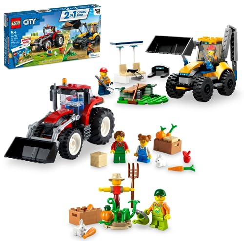 LEGO City Big Wheel Geschenkset 66772, 2-in-1 Traktor und Baubagger Bauspielzeug-Sets Plus Bauernhof Garten & Vogelscheuche Bonuspack, tolles Geschenk für Jungen und Mädchen ab 5 Jahren, Mehrfarbig LEGO City Big Wheel Geschenkset 66772, 2-in-1 Traktor und Baubagger Bauspielzeug-Sets Plus Bauernhof Garten & Vogelscheuche Bonuspack, tolles Geschenk für Jungen und Mädchen ab 5 Jahren, Mehrfarbig von LEGO