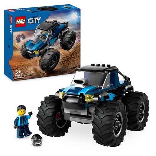LEGO City Blauer Monstertruck, Offroad-Auto-Spielzeug, Fahrzeug-Set mit Rennfahrer-Minifigur, fantasievolles Rennauto-Spielzeug, lustiges Geschenk für Jungs und Mädchen ab 5 Jahren 60402 von LEGO