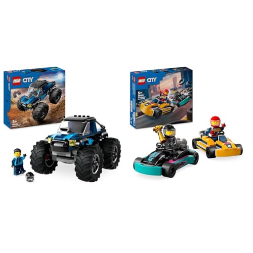 LEGO City Blauer Monstertruck, Offroad-Auto-Spielzeug, Fahrzeug-Set & City Go-Karts mit Rennfahrern, Set mit 2 Rennfahrer-Minifiguren und Rennautos von LEGO