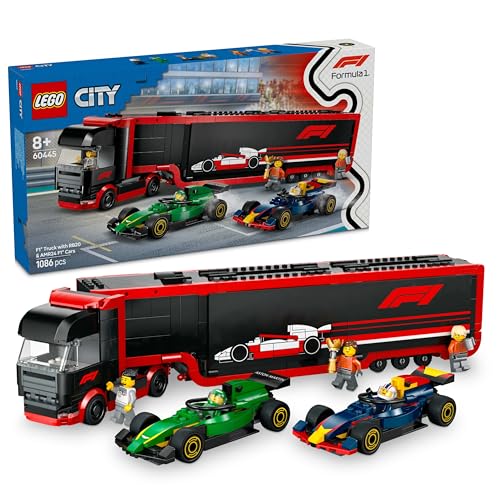 LEGO City F1 Transporter mit RB20 & AMR24 F1 Rennautos - Spielzeug Autotransporter für Red Bull & Aston Martin Formel 1 Teams - Inkl. 5 Minifiguren - Geschenk für Jungen & Mädchen ab 8 Jahren 60445 LEGO City F1 Transporter mit RB20 & AMR24 F1 Rennautos - Spielzeug Autotransporter für Red Bull & Aston Martin Formel 1 Teams - Inkl. 5 Minifiguren - Geschenk für Jungen & Mädchen ab 8 Jahren 60445 von LEGO